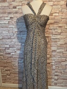 Chetta B Sherrie Bloom Peter Noviello Strapless Twist-Front Maxi Dress